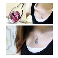 creative fashion love heart shaped crystal necklace for women trendy gold electroplated diamond floating bottle pendant jewelry