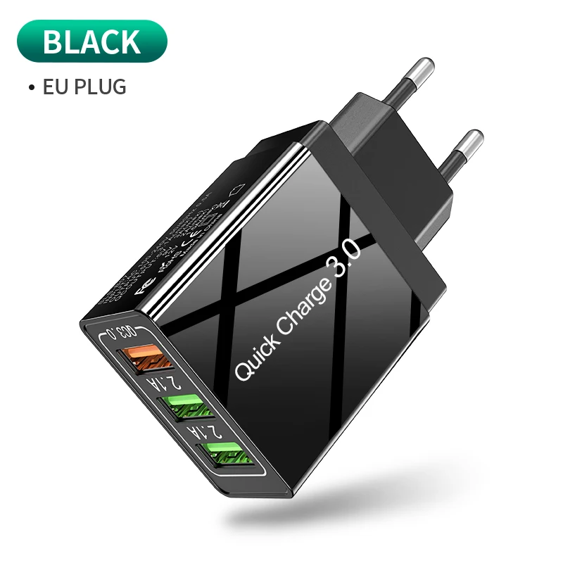 Udyr Quick Charge 4,0 3,0 USB зарядное устройство для iPhone 11 samsung S10 A50 huawei P30 Pro EU US 4 порта быстрое настенное зарядное устройство для мобильного телефона - Тип штекера: 3 Port Black EU