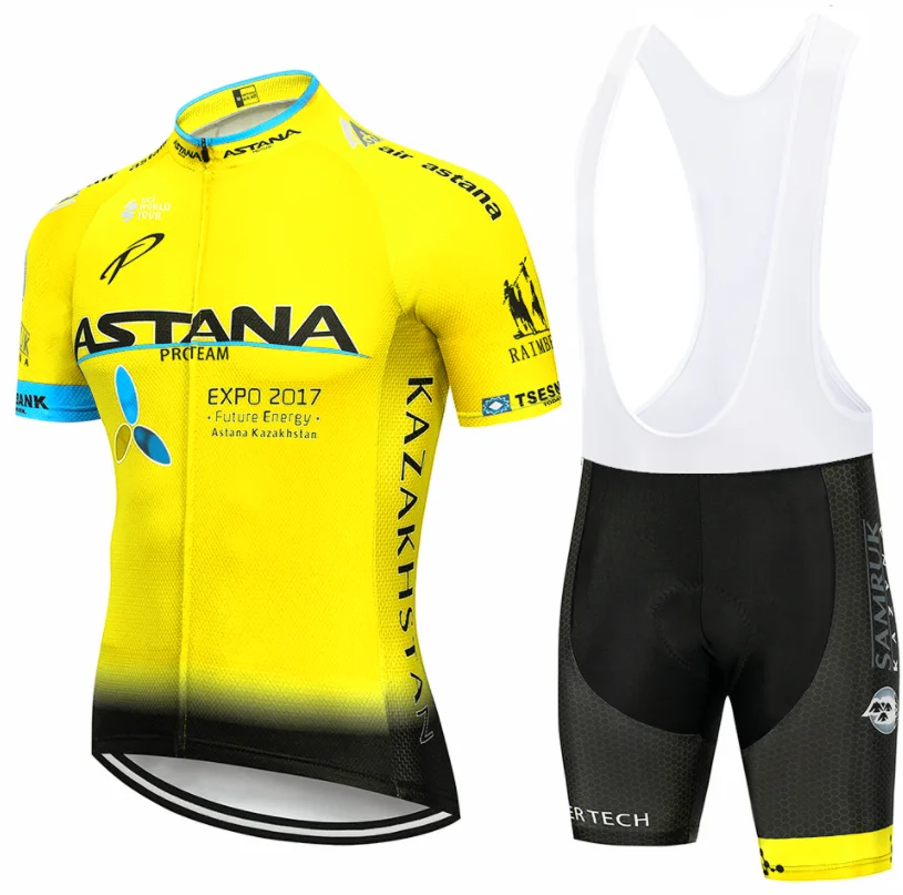 Cycling suit Команда Астана белая веломайка велосипед Джерси Ropa велосипед для мужчин лето Pro велосипедные майки Велоспорт гелиевая Подушка шорты - Цвет: Cycling suit