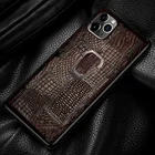 Чехол для телефона iphone 11 12 13 pro max, 8 plus X XS XR 12, текстура с крокодиловым хвостом, задняя крышка из натуральной воловьей кожи с кронштейном