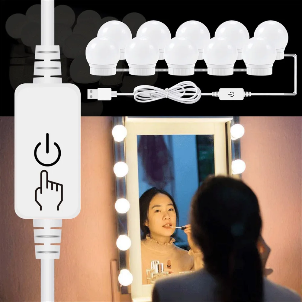 USB светодиодный настенный светильник для Макияжа Beauty 2 6 10 14 набор ламп туалетного