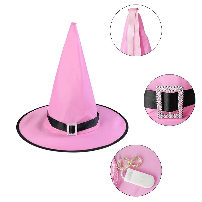 

1Pcs Halloween LED Witch Hat Glowing Witches Hat Halloween Costume Props Outdoor Tree Hanging Ornament Supplies