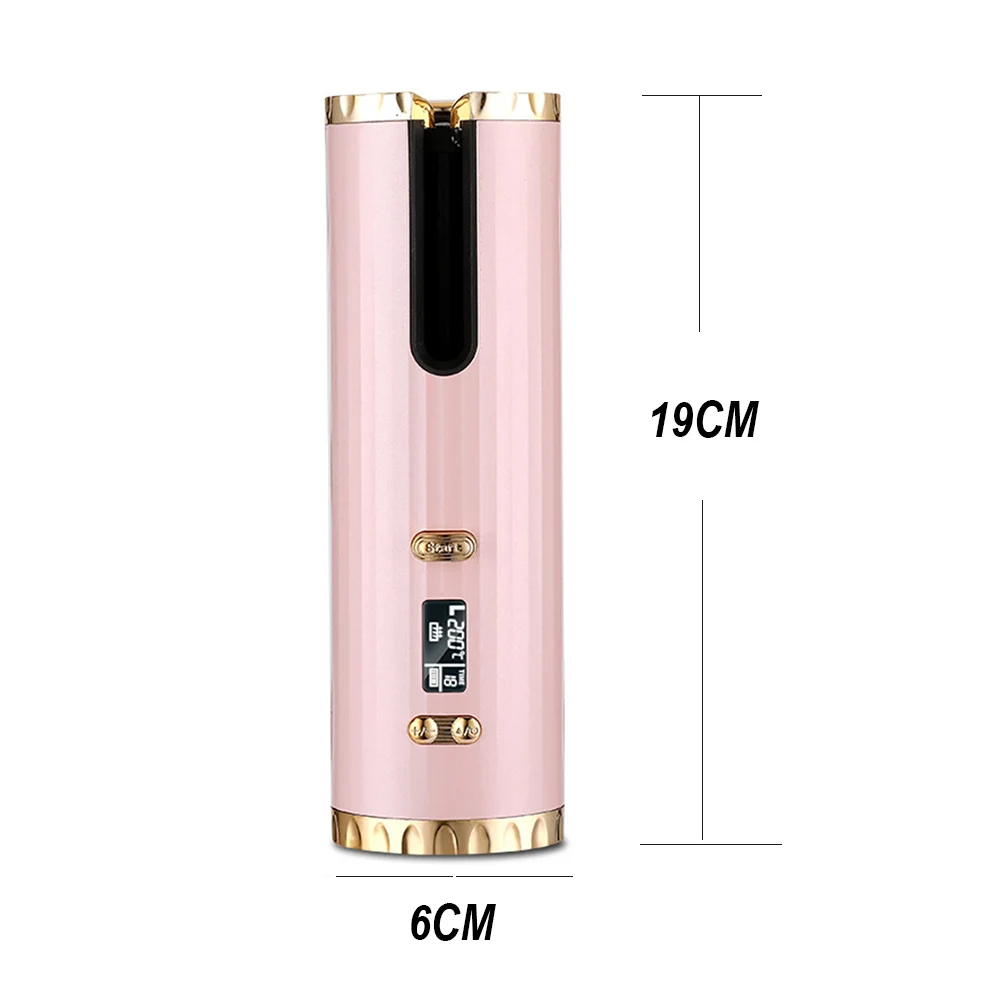 

Cordless Automatic Hair Curler USB Rechargeable Curling Iron Curls Waves LCD Display Ceramic Curly Rotating Curling Wave Styer