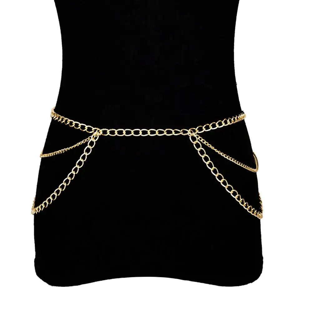 

Multilayer Waist Chain Belt for Women Sexy Hiphop Alloy Metal Belt Key Chain Waist Pants Chain Men Woman Jeans Accessories Charm