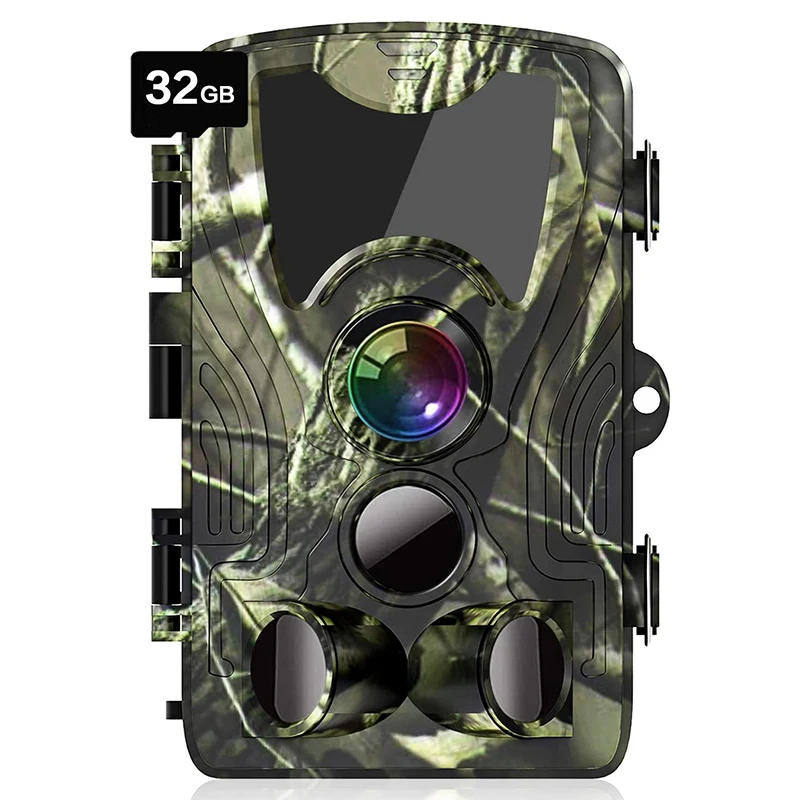 

Trail Camera With 32GB Card, 20Mp 1080P Game Hunting Scouting Cam With Clear 90Ft No Glow Night Vision,0.3S Trigger Time