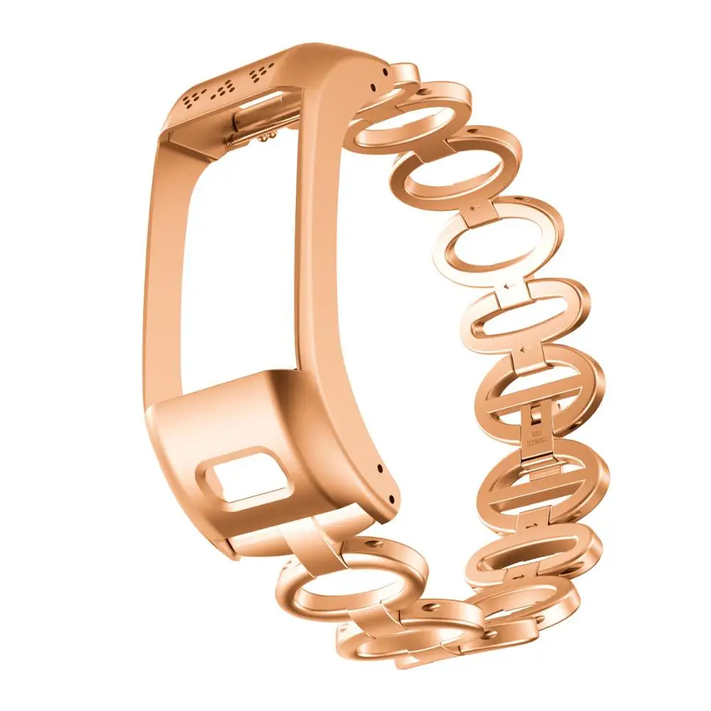 rose gold Ремешок из нержавеющей стали для Garmin Vivosmart HR полосы эллиптический стиль металлический браслет Repalcement для Vivosmart HR SmartWatch - Цвет ремешка: rose gold