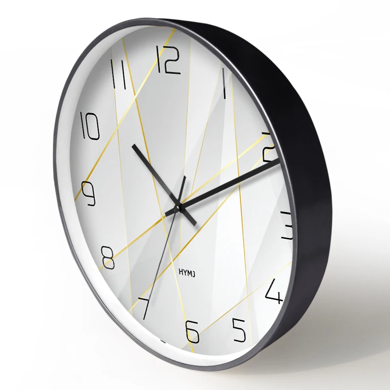 

Creative Simple Wall Clock Silent Quartz Metal Round Bedroom Clock Mechanism Nordic Modern Design Duvar Saati Home Decor BE50WC