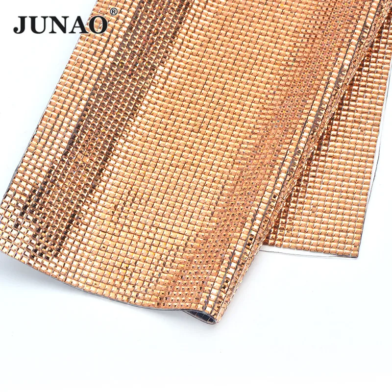 JUNAO 24x40 см коричневые квадратные стеклянные украшения Стразы сетка отделка