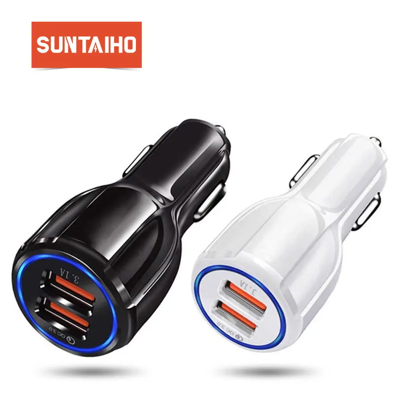 Автомобильное зарядное устройство Suntaiho QC 3 0 с двумя usb портами быстрое для