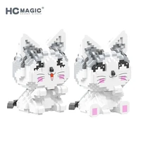 hc 6041 smile cartoon cat mirco blocks kitten cute chi animal 3d model 1022pcs mini diamond building small bricks assembly toys