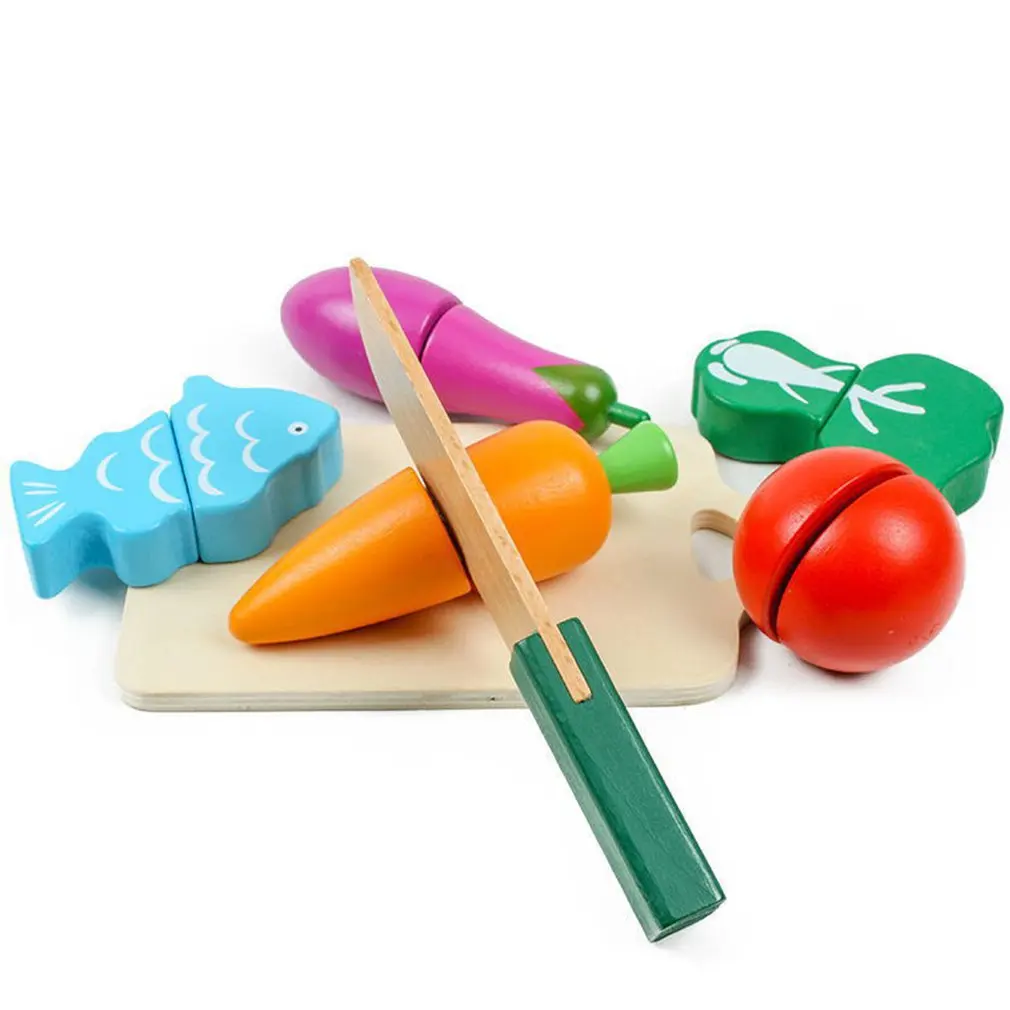 

1Pcs Wooden Colorful Children'S Development Educational Toys Fruit And Vegetables Barrels Cut Toys Children Educational Toys