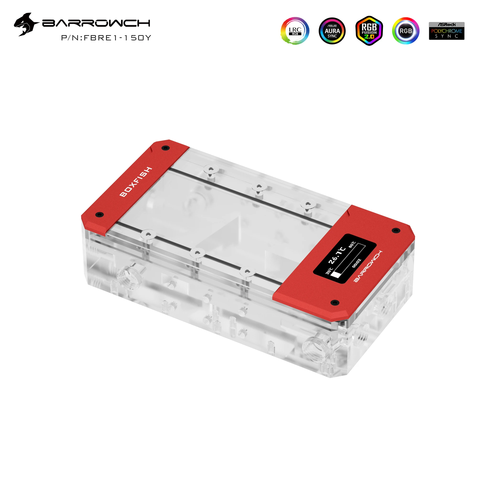 Акриловый квадратный резервуар Barrowch Box Fish серии + цифровой термометр с OLED