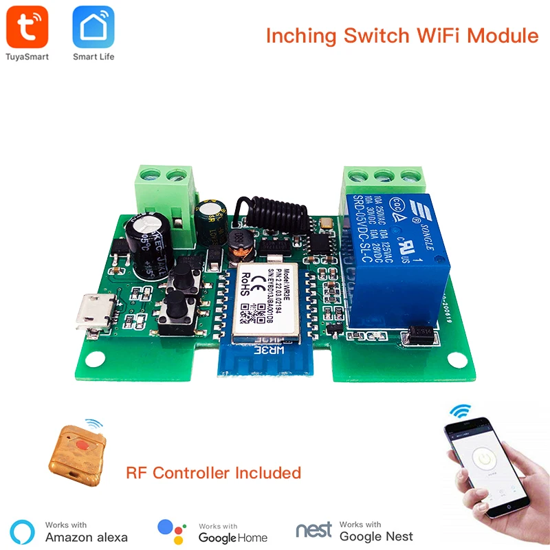 Умный модуль USB 7-32 В 1 канал толкающий самоблокирующийся Wi-Fi беспроводной