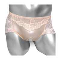 men lace panties sexy open crotch gay lingerie stretch male underwearbriefs thong sissy exotic crotchless underpants