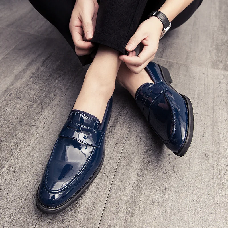 

Men's British leather men's Korean style pointed toe business formal wear summer small leather shoes fashion casual pointed toe