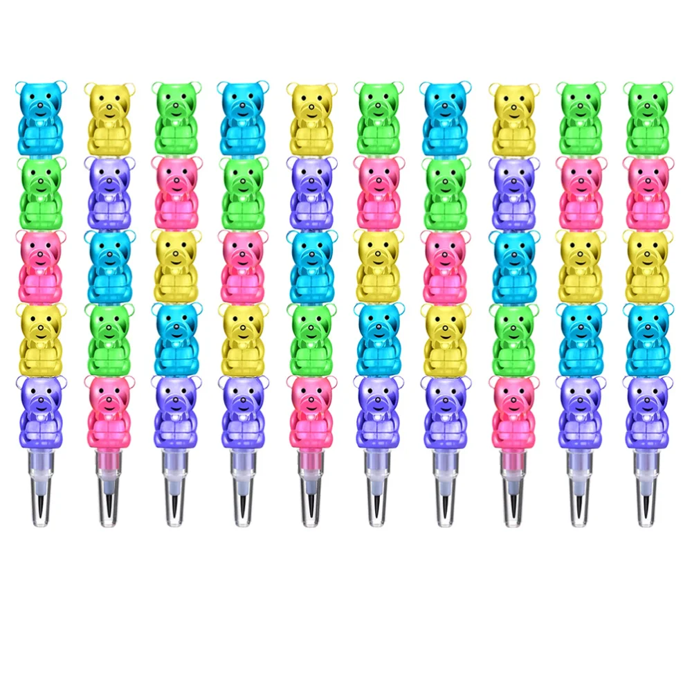 12 шт. штабелируемые пластиковые карандаши в форме медведя для студентов - купить