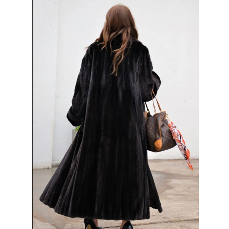 Natural Long Mink Fur Coats For Women Winter Luxury Outwear Fashion Woman Genuine Mink Fur Coat High Quality Pelt Fur Jacket
