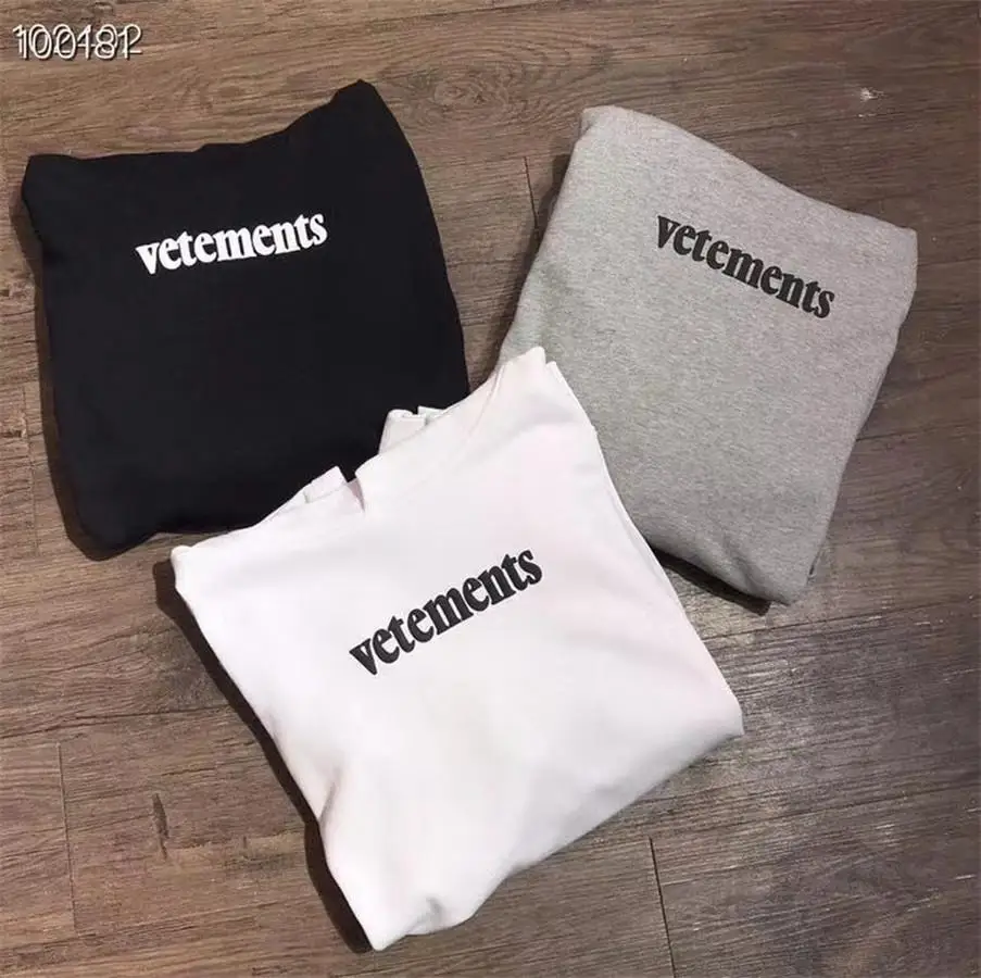 

Loose Black Gray Vetements Hoodie Men Women 1:1 Cotton VTM Pullover Hoody Big Tag Patch Embroidery Vetements Sweatshirts