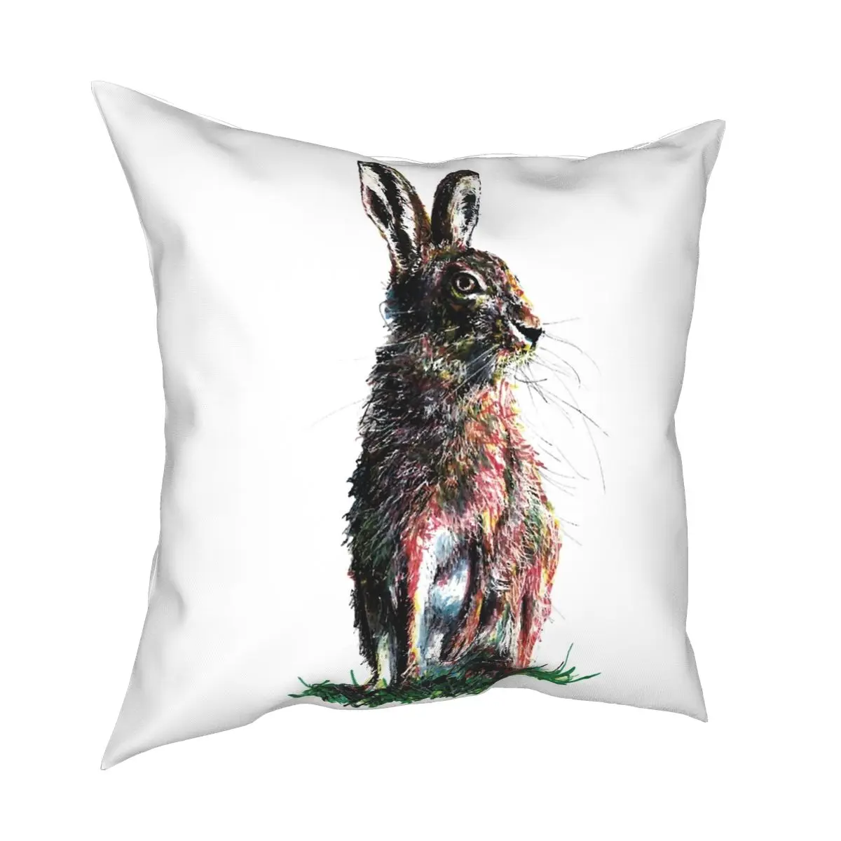 

Woodland Hare Square Pillowcase Creative Zipper Decor Home Cushion Case 45*45cm