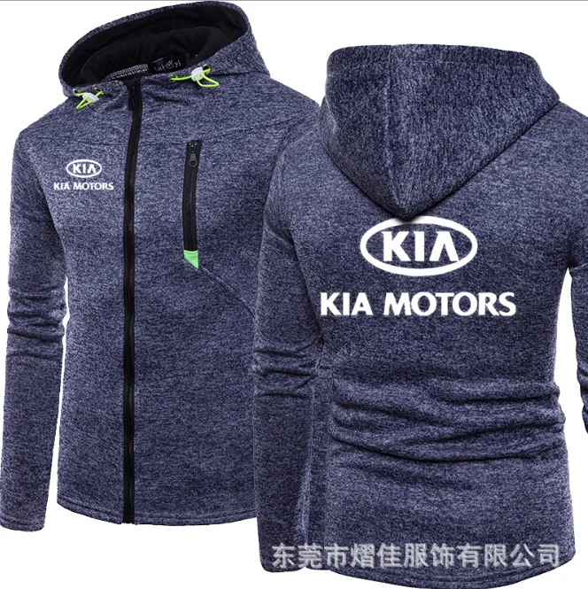 

2020 Fashion Men Winter Autumn Mens Motorcycle Hoodies KIA Sweatshirts Cotton Casual Zip Male Hooded Coats