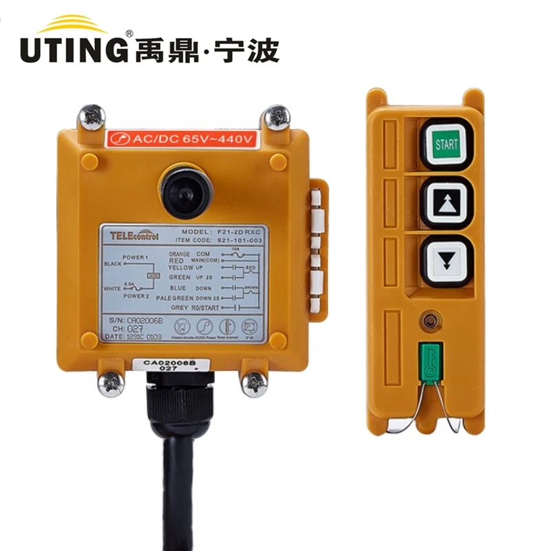 

Industrial Wireless Crane Remote Control F21-2D for Hoist Crane 1Transmitter 1 Receiver 2 Channel Single Speed Push Button