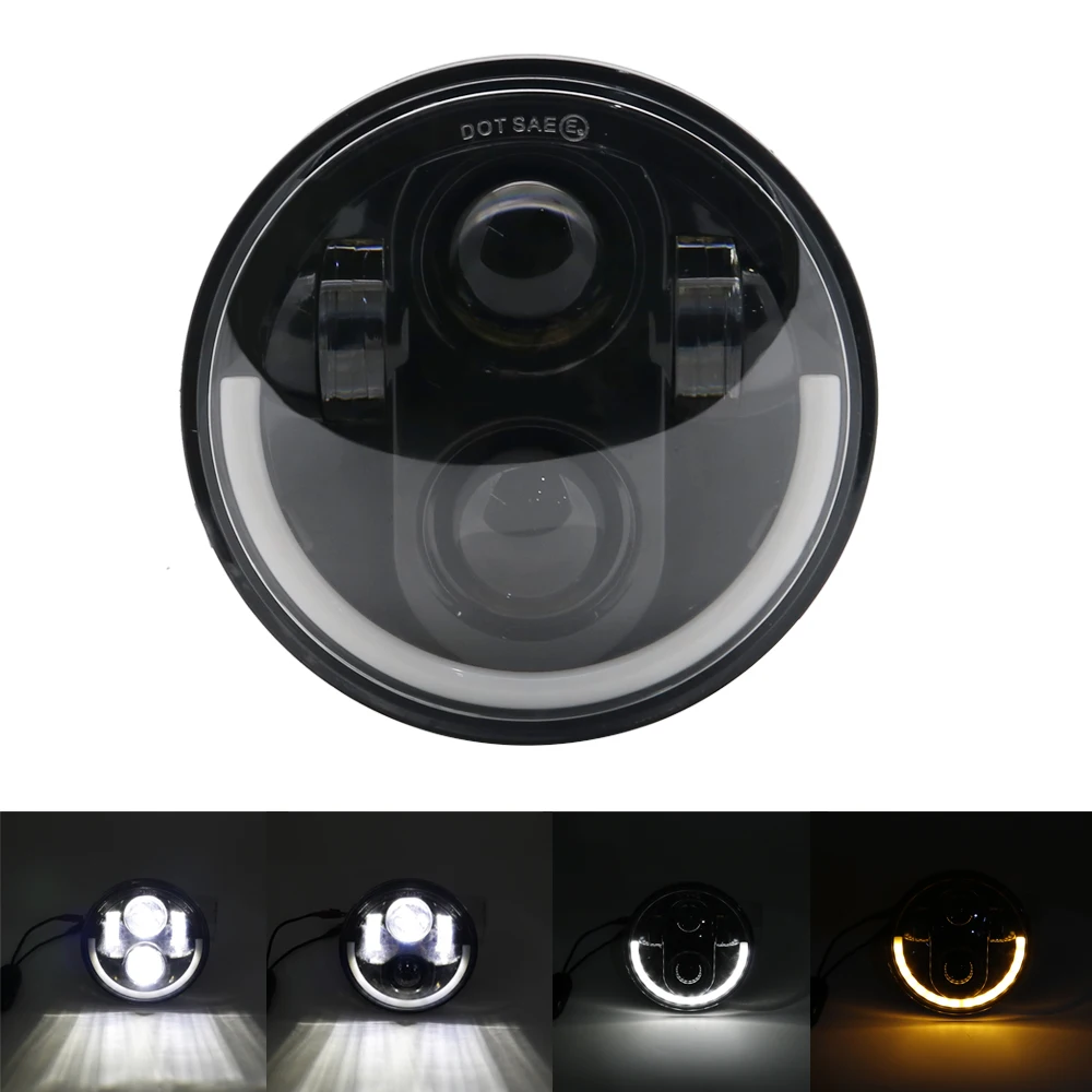 Only Headlight BLACK Универсальная 5 3/4 дюймов 5,7" светодиодная Автомобильная мотоциклетная фара H4 Phare Farol моторная фара Головной свет для Harley индийский Скаут Honda - Цвет: Only Headlight BLACK