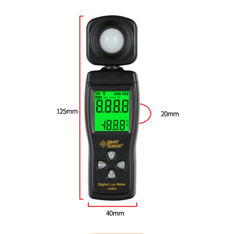Цифровой измеритель освещенности SMARTSENSOR AS803 температуры в помещении 200000 люкс