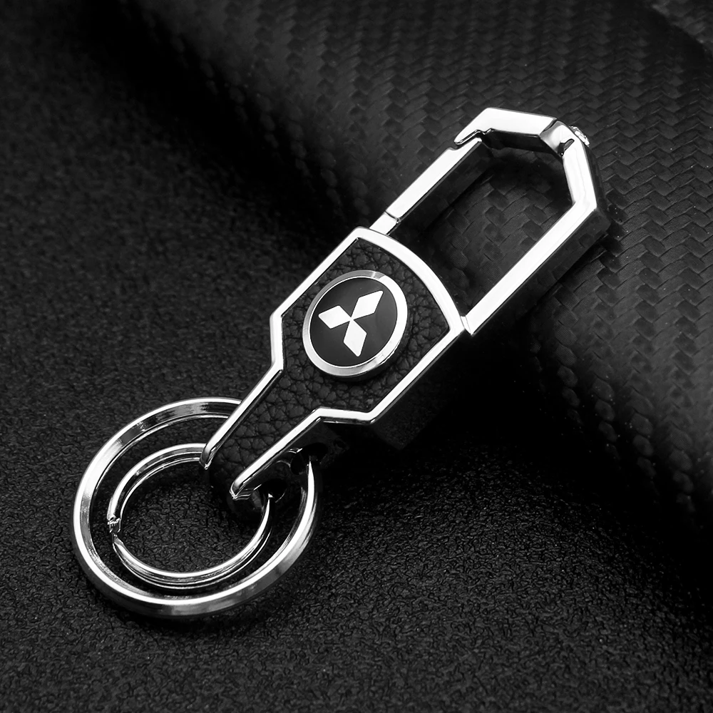 Автомобильный металлический брелок кожаный для ключей с 3D логотипом чехол