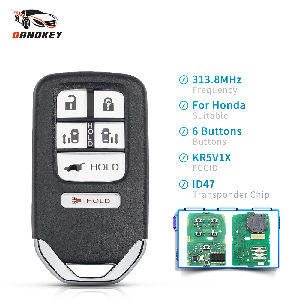 Dandkey для Honda Odyssey Driver 2014 2015 2016 2017 транспондерный ключ ID47 Chip KR5V1X умный Автомобильный