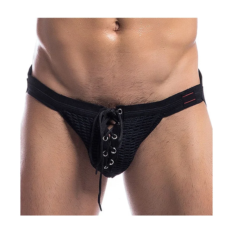 Mens Lace Up Jockstrap Gay Front Lacing Sexy Costumes Tanga Hombre New Fashion Men Thong Underwear Sous Vetement Homme