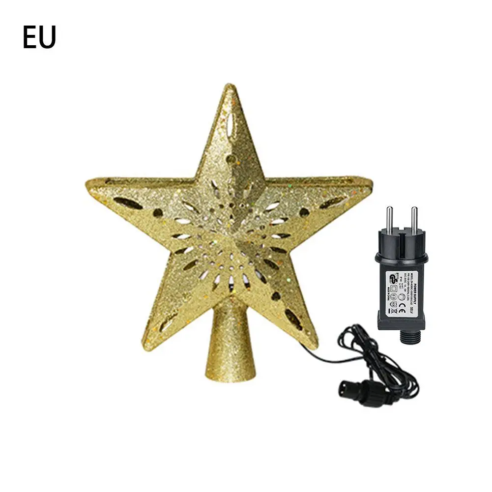 Gold EU Plug 3D светильник для рождественской елки, Сверкающая Звезда с вращающейся снежинкой, проекционный светильник для рождественской елки - Цвет: Gold EU Plug