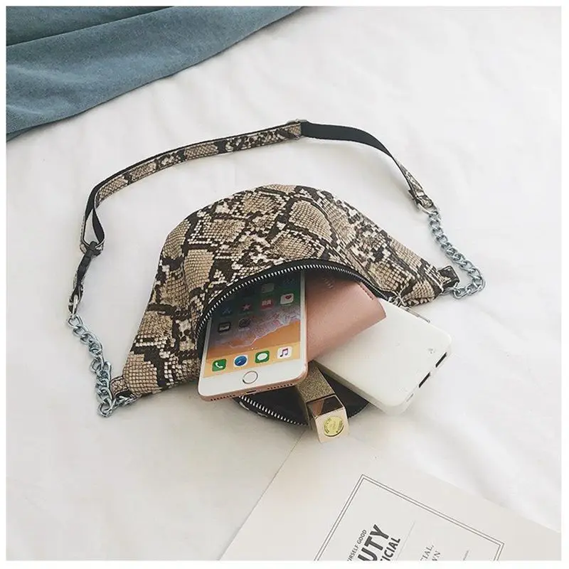 Повседневные женские поясные сумки сумка через плечо со змеиным принтом и