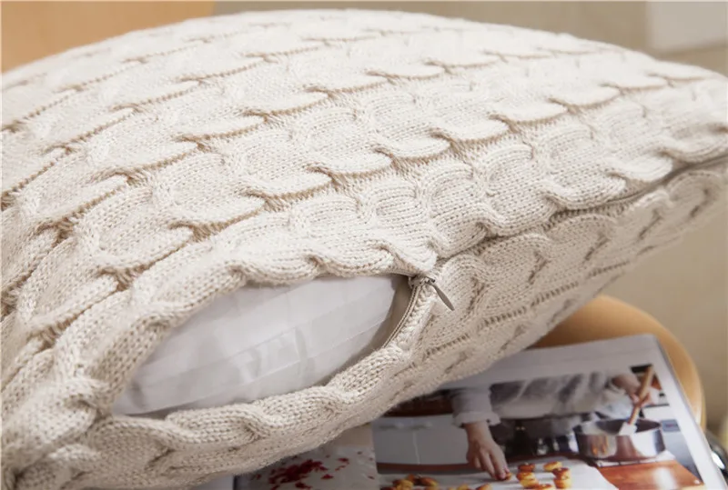 Однотонные вязаные наволочки для подушек домашний декор акриловый