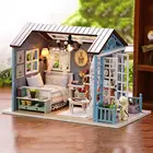 Деревянные игрушки в американском стиле для детей, классический дом сделай сам, мини кукольный домик, игрушки со светодиодсветильник кой, кукольный дом ручной работы, набор мебели
