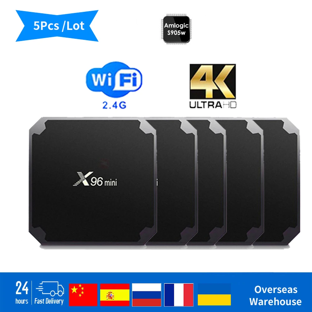 

5pcs X96 mini Smat TV BOX Android 9.0 TVBox Amlogic S905W Quad Core 2GB 16GB 2.4G WiFi Media Player 4K H.265 Set Top Box x96mini