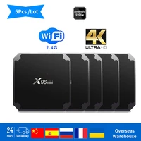 5pcs x96 mini smat tv box android 9 0 tvbox amlogic s905w quad core 2g 16g 2 4g wifi 4k media player full hd set top box x96mini