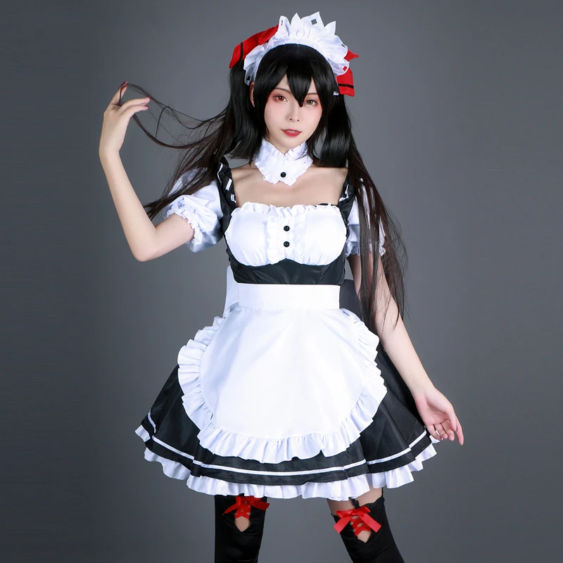 

Anime! Date A Live Tokisaki Kurumi Maid Dress Lovely Uniform Cosplay Costume Halloween Carnival Party Outfit For Women 2021 NEW