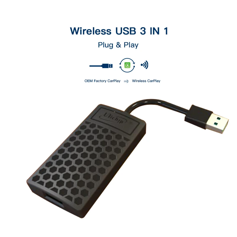 Unichip 3 в 1 беспроводная CarPlay для Android 4 0 + мультимедийная система через USB Dongle Plug and Play