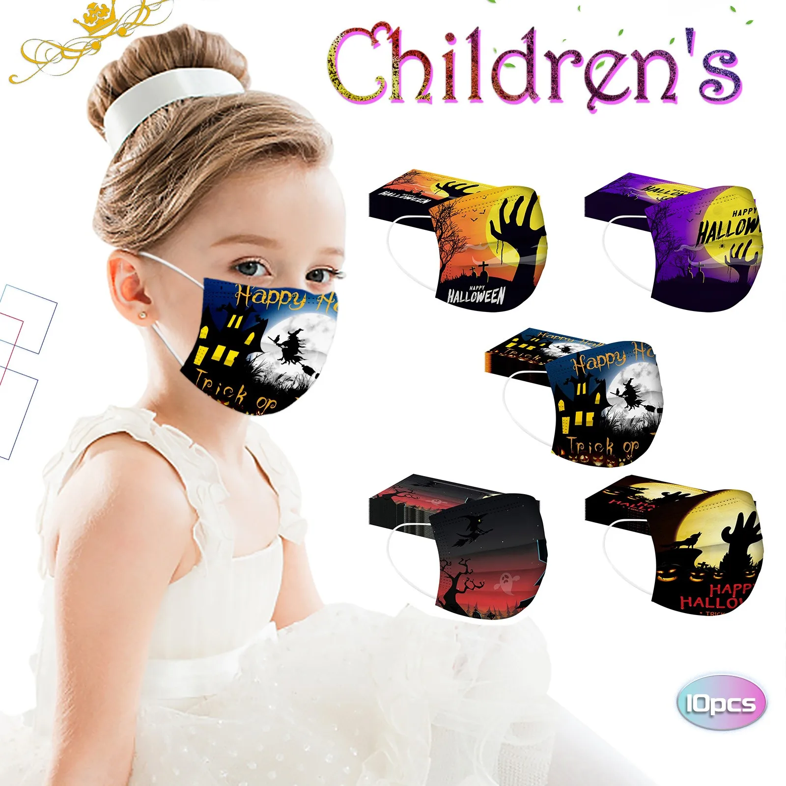 Одноразовая детская маска защитные маски для лица с ужасным принтом маскарадные