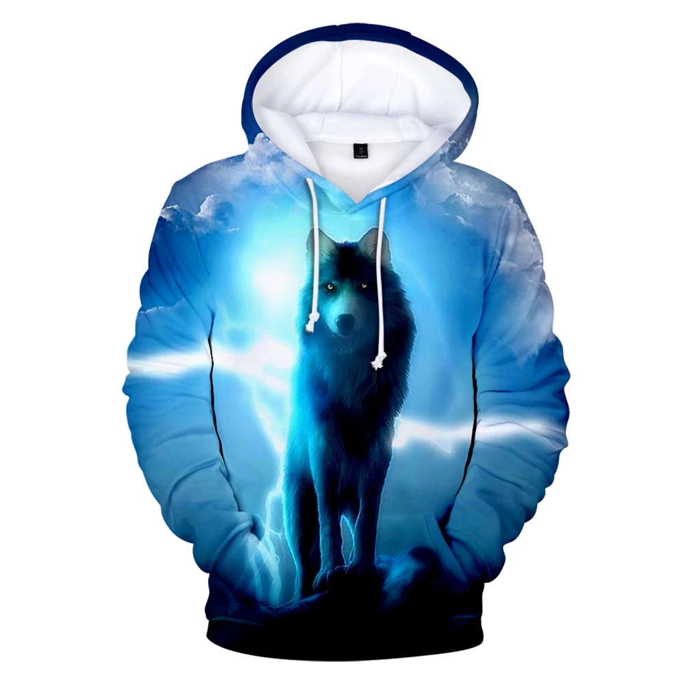 

Блестящий свитшот с капюшоном в стиле Харадзюку с объемным изображением волка, 2021, худи с изображением волка, стильная толстовка для мальчи...