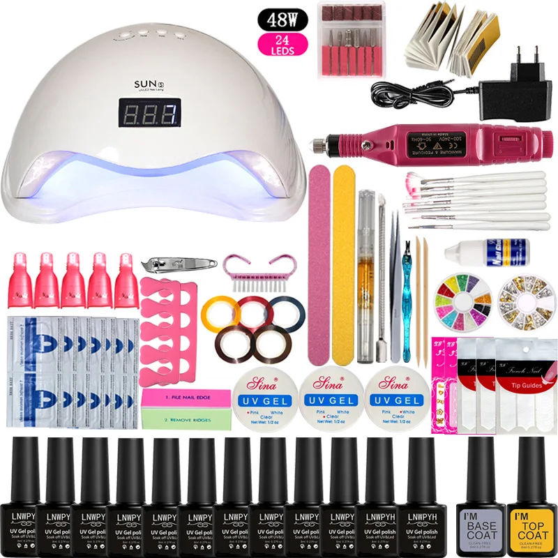 12 шт. набор гель лака для ногтей Набор УФ светодиодный светильник Сушилка с