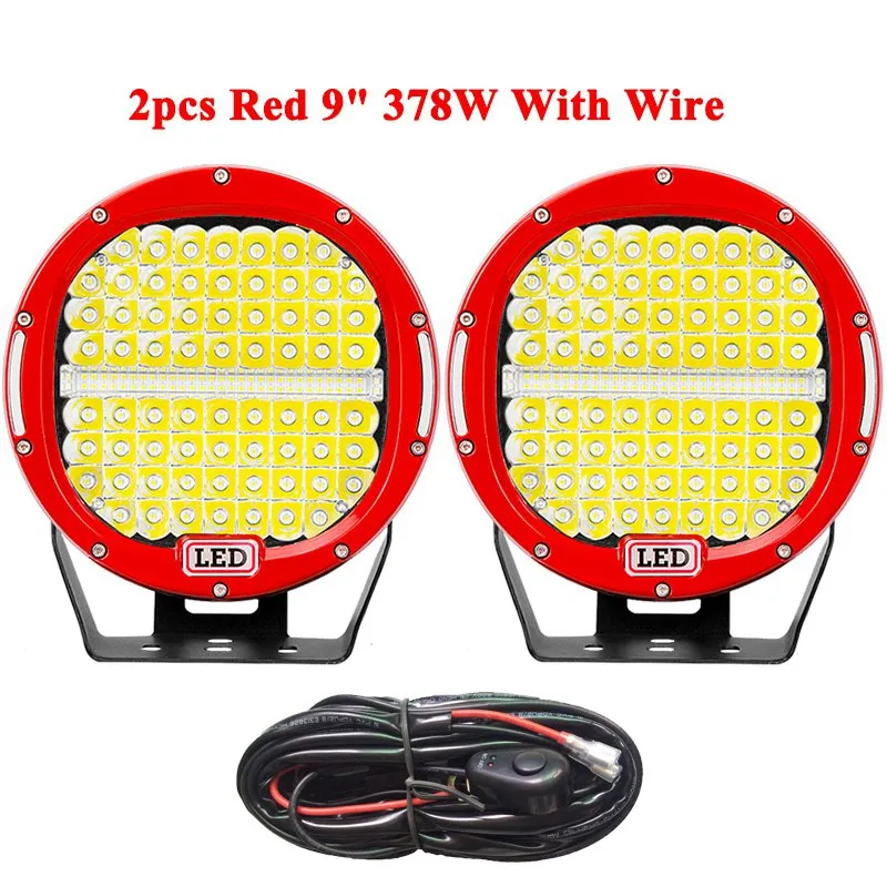 2pcs Red 378W VISORAK супер яркий 9 дюймов 378 Вт внедорожный светодиодный рабочий светильник для 4WD 4x4 внедорожника SUV ATV светодиодный головной светильник Автомобильный светодиодный головной светильник - Цвет: 2pcs Red 378W