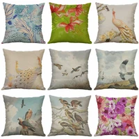 flower cotton linen printing cover home 18 case bird pillows cushion decor