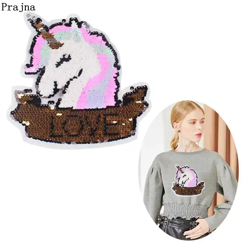 Prajna с единорогом нашивки двусторонние меняющие цвет блестки для одежды