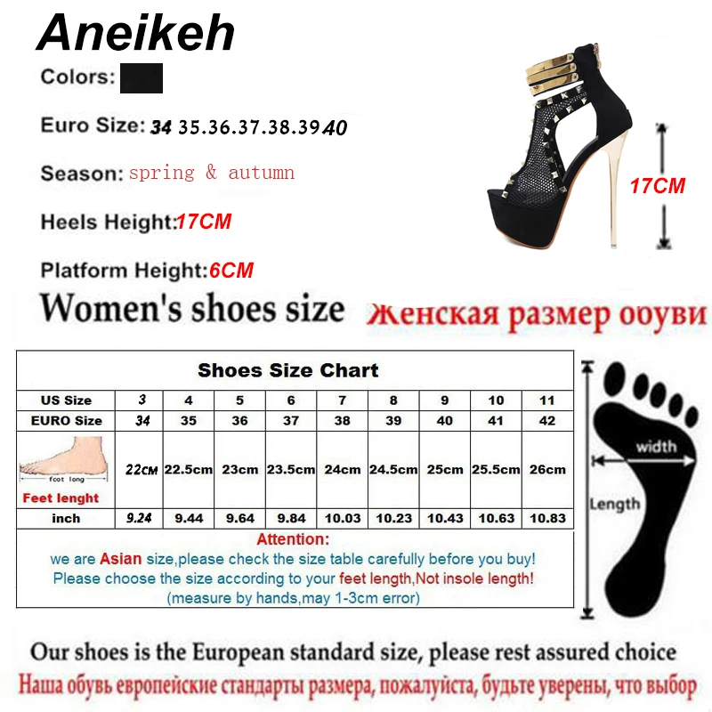 Aneikeh/2021 сетки модная женская обувь с заклепками Сапоги на платформе Обувь
