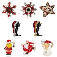 christmas brooches pins cute santa claus snowman snowflake penguin candy enamel pin badges brooch for women gift