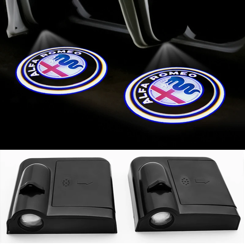 

1/2/4pcs Car Logo Welcome Light Led Door Light Projector Lamp For Alfa Romeo 159 147 156 GT Mito Giulia Stelvio Auto Accessories