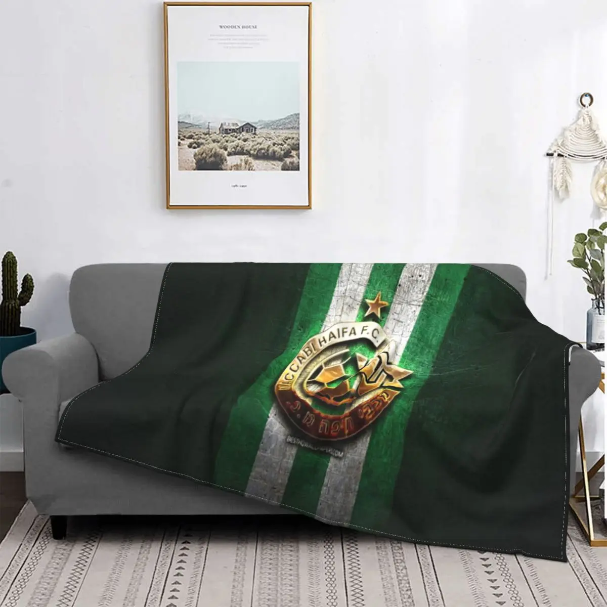 

Maccabi Haifa-Manta Fc 2291, colcha a cuadros para cama, sofha, manta double, toalla de lujo