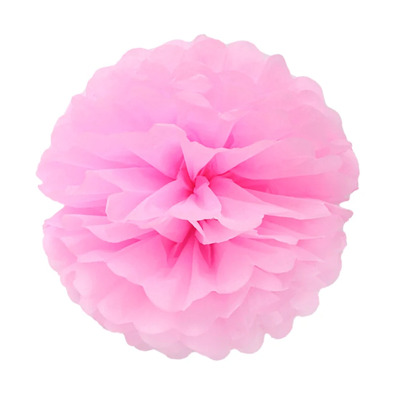Pink Свадебные украшения, 5 шт., помпоны, 20 см., тканевая бумага, искусственные цветы, шар для детского душа, 1 день рождения, украшения, принадлежности - Цвет: Pink