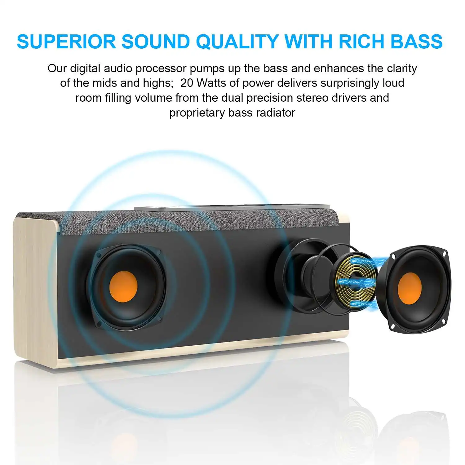 Smalody деревянная bluetooth-Колонка 5 0 20 Вт высокая мощность TWS стерео уличная Колонка s